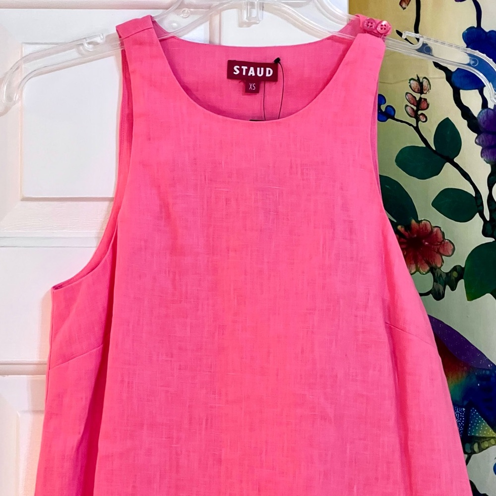 πΊπHPππΊ NWT Staud Allori Mini Dress Coral Paradise/Pearl Pink - Picture 10 of 16